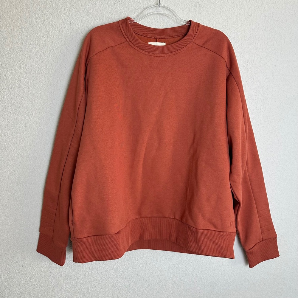 Pact Mens XL Burnt Orange Organic Cotton Fleece Crewneck Sweatshirt Pockets - Picture 2 of 9